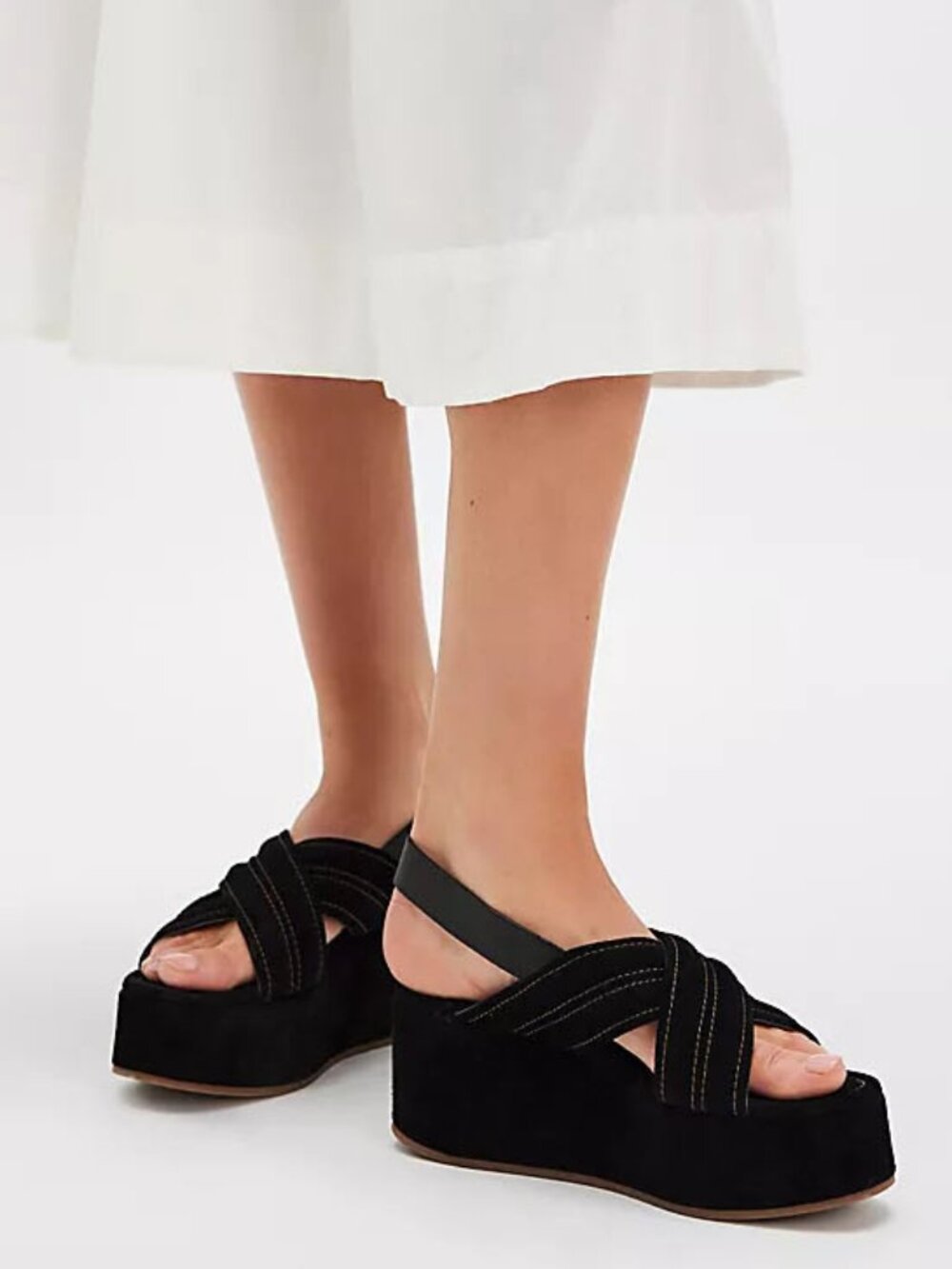 🆕 FREE PEOPLE Skyline Platform Sandals / Black Suede